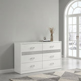 Viana 6-Drawer Bedroom Dresser White High Gloss — product image 2