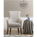 Avalon Beige Quilted Fabric Accent Chair with espresso wood legs