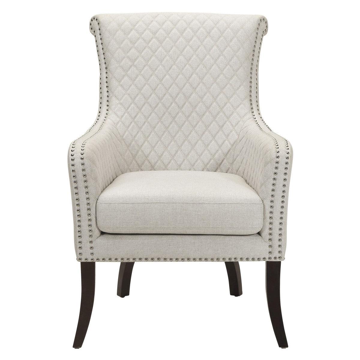 Avalon Beige Quilted Fabric Accent Chair front view