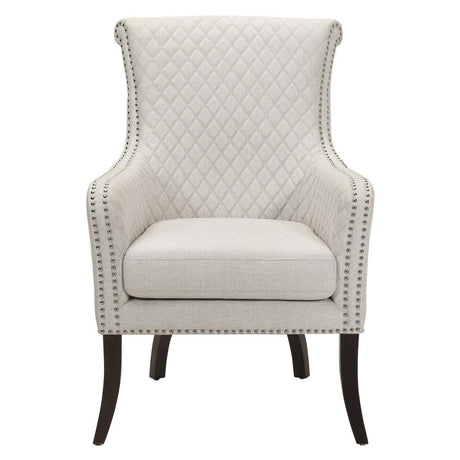 Avalon Beige Quilted Fabric Accent Chair front view