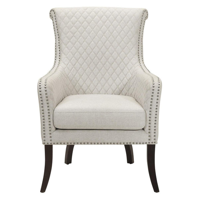 Avalon Beige Quilted Fabric Accent Chair front view