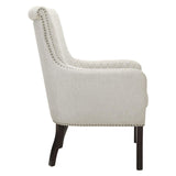 Avalon Beige Quilted Fabric Accent Chair angled side view