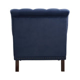Holland Park dark blue velvet tufted accent chair back view