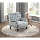 Holland Park gray velvet tufted accent chair full profile