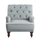 Holland Park gray velvet tufted accent chair front view
