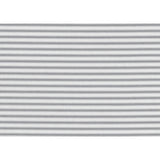 Swatch of gray and white striped fabric upholstery