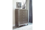 Main view of Tamsin Silver Gray Faux Leather LED Storage Platform Bedroom Set bed