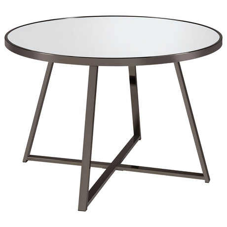 Close-up detail of Jillian round mirrored table top