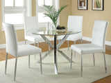 Vance contemporary round dining table with chrome X-cross support