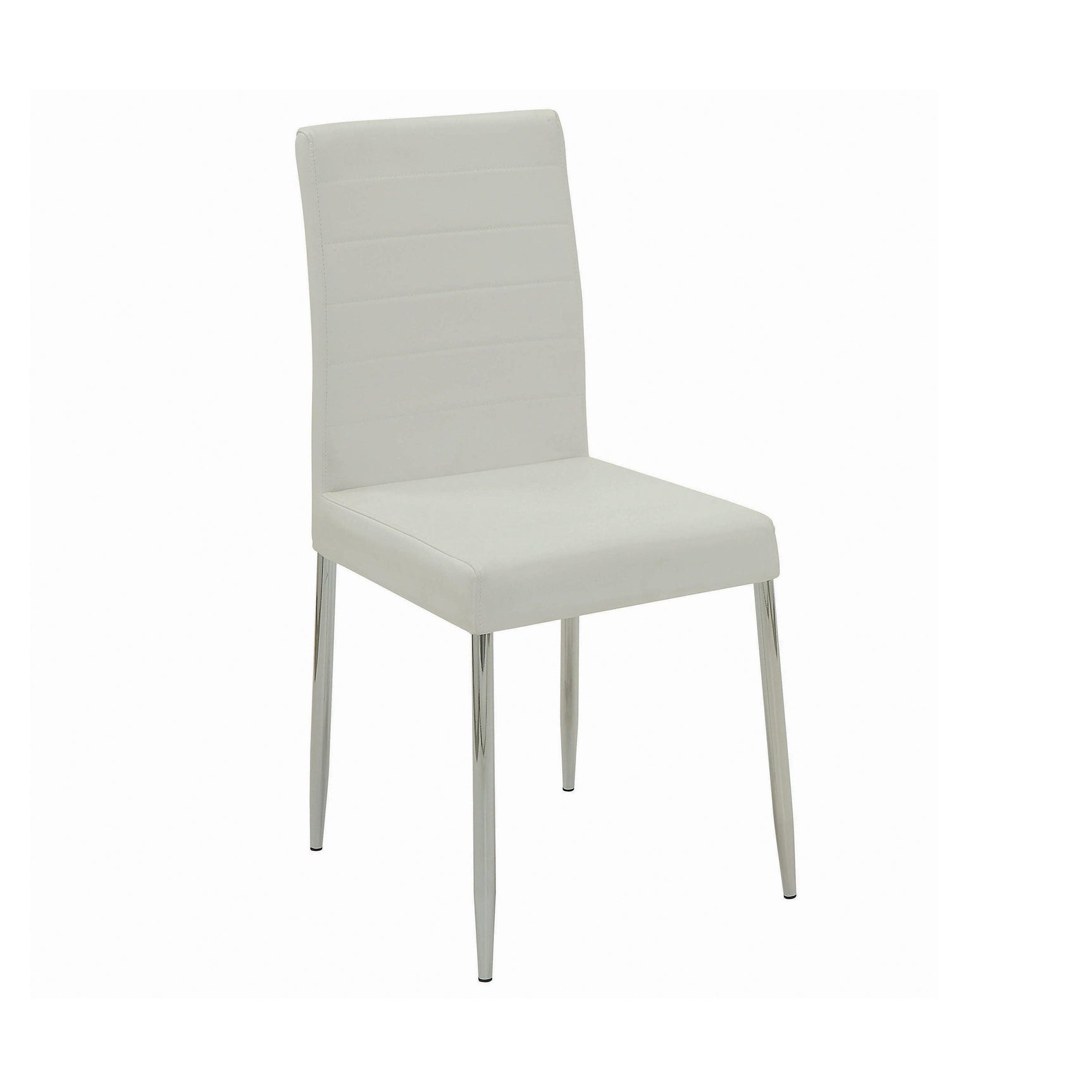 Vance dining table with glass top and chrome base in modern setting