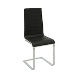 Close-up of black leatherette channel stitching on chairs
