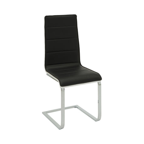 Close-up of black leatherette channel stitching on chairs