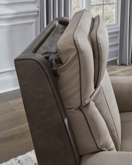 4Z-Peaceful Pause Sand Microfiber Power Lift Recliner adjustable headrest detail