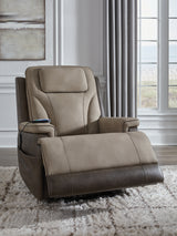 4Z-Peaceful Pause Sand Microfiber Power Lift Recliner open recline angle