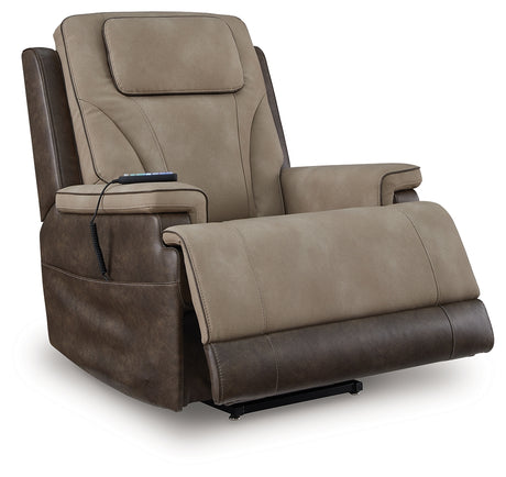 4Z-Peaceful Pause Sand Microfiber Power Lift Recliner reclining position
