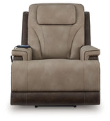 4Z-Peaceful Pause Sand Microfiber Power Lift Recliner close side view