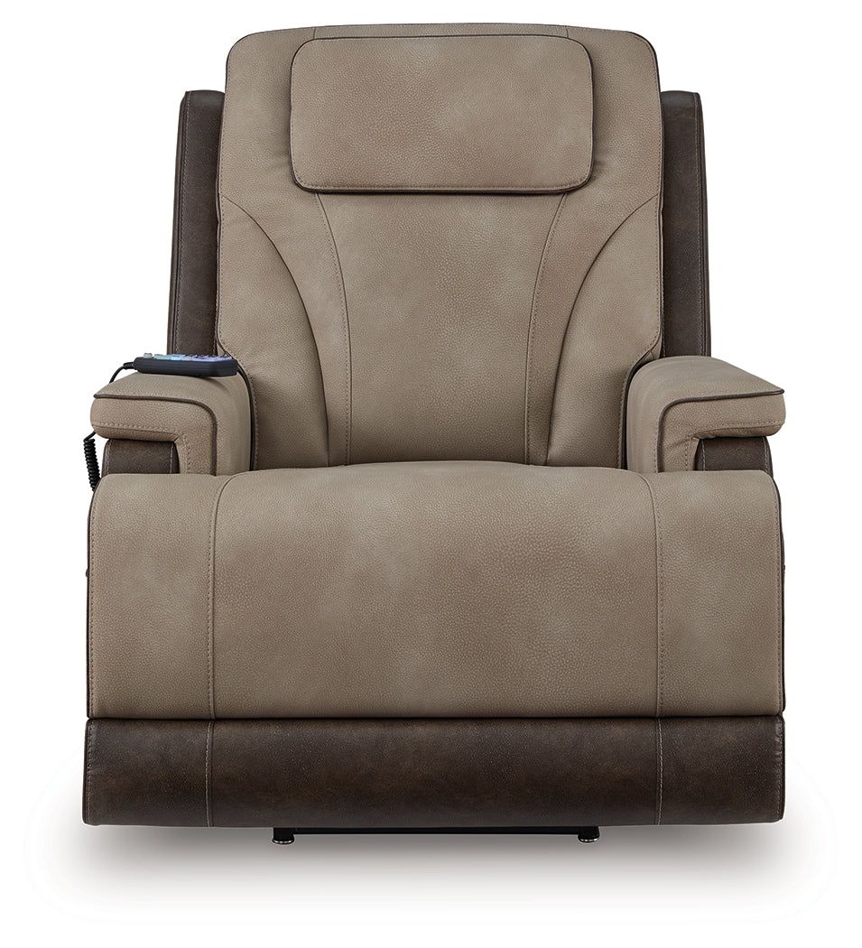 4Z-Peaceful Pause Sand Microfiber Power Lift Recliner close side view