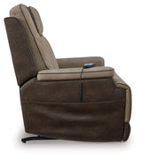 4Z-Peaceful Pause Sand Microfiber Power Lift Recliner reclined side angle