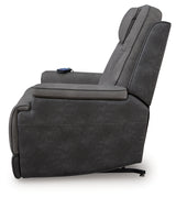 Alternate side view of Ashley power lift recliner