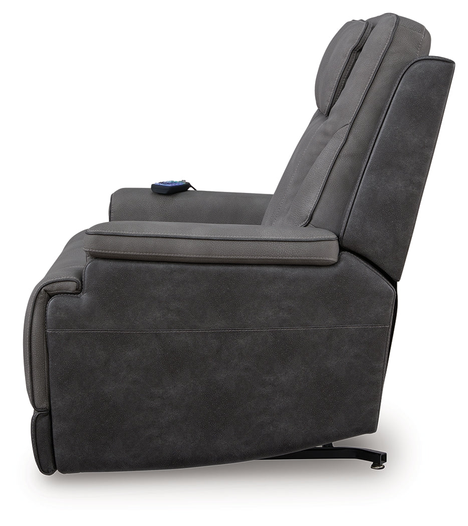 Alternate side view of Ashley power lift recliner