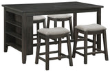 Side angle of Elliston Dark Grey counter height dining set
