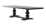 Close-up of Phelps dining table antique noir turned leg