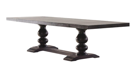 Close-up of Phelps dining table antique noir turned leg