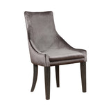 Side angle of Phelps antique noir dining table with leaf inserted