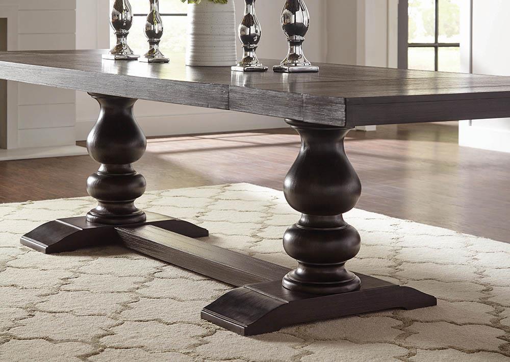 Phelps Rectangular Dining Table Antique Noir front view