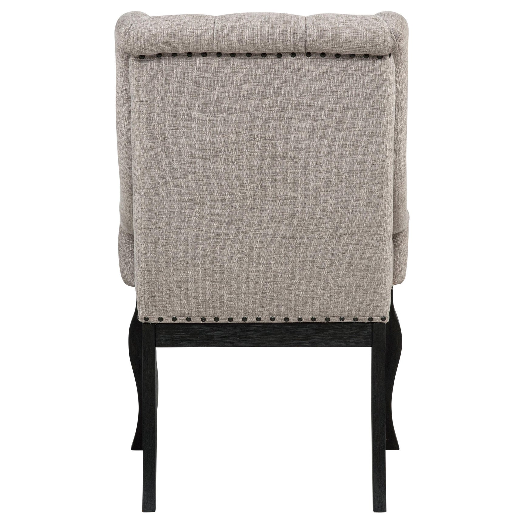 Phelps Upholstered Dining Arm Chairs Tan Distressed Noir Set of 2 front angle