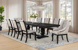 Phelps Upholstered Dining Arm Chairs Tan Distressed Noir Set of 2 front angle