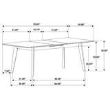 Main view of extended Crestmont dining table with chairs