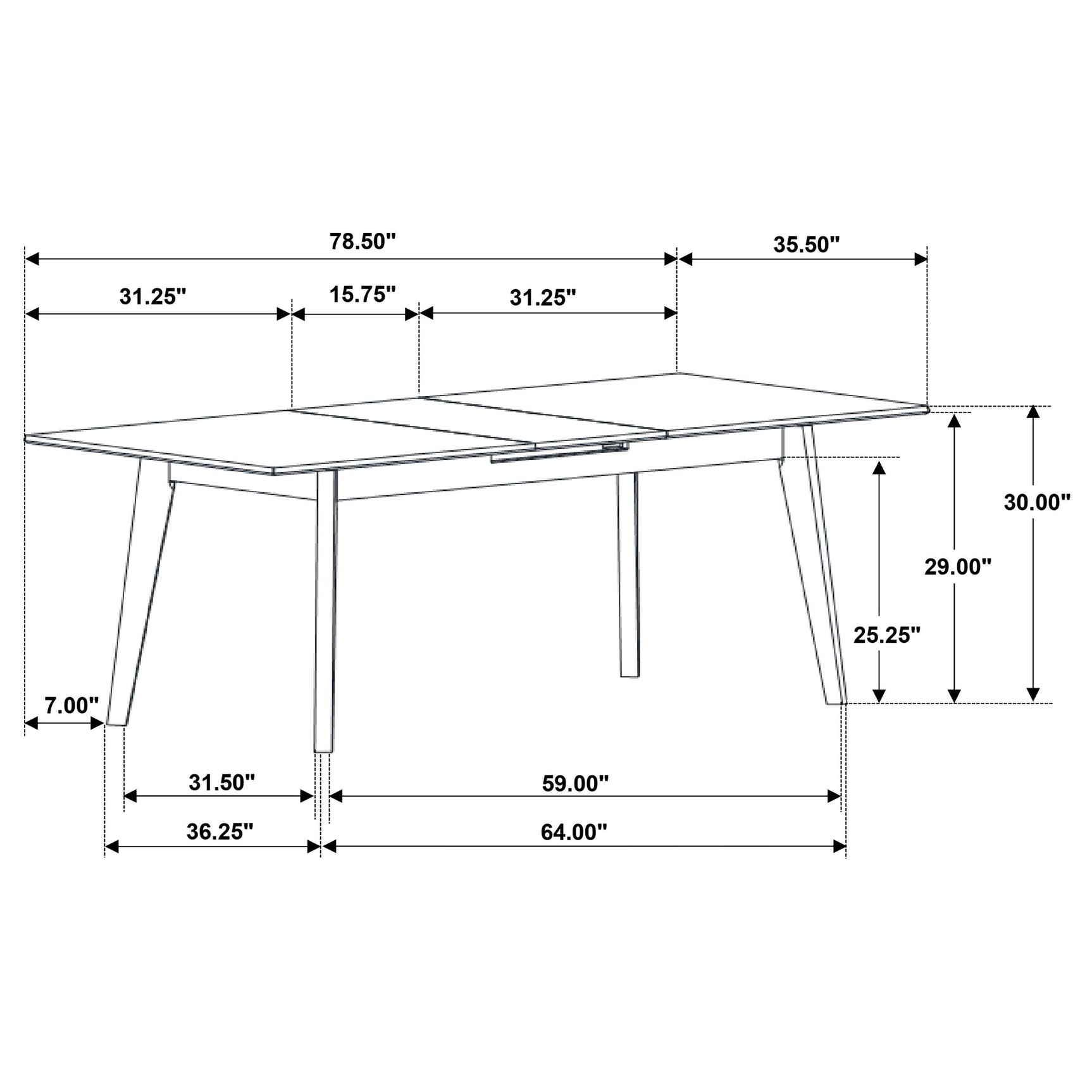 Main view of extended Crestmont dining table with chairs
