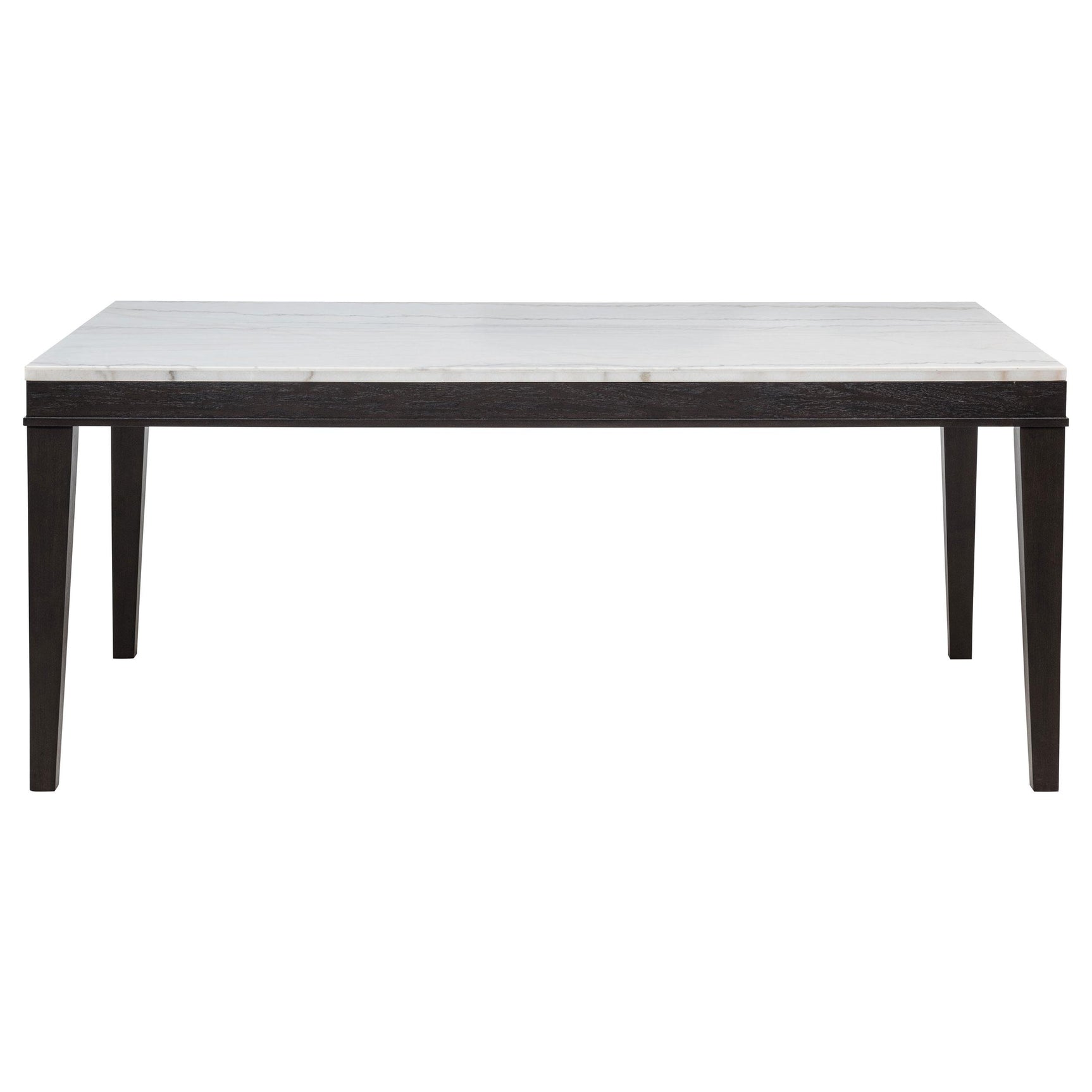 Side view of coffee bean colored rubberwood base and tapered legs