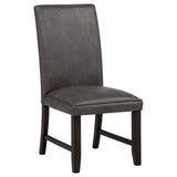 Close-up of Averill chair dark grey upholstery and tapered legs