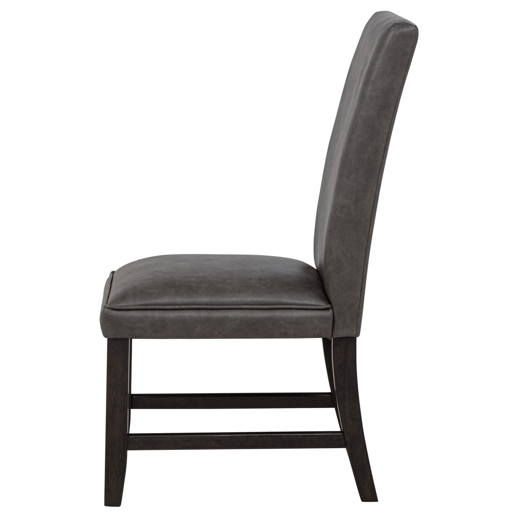 Averill dark grey faux leather upholstered dining side chair front view