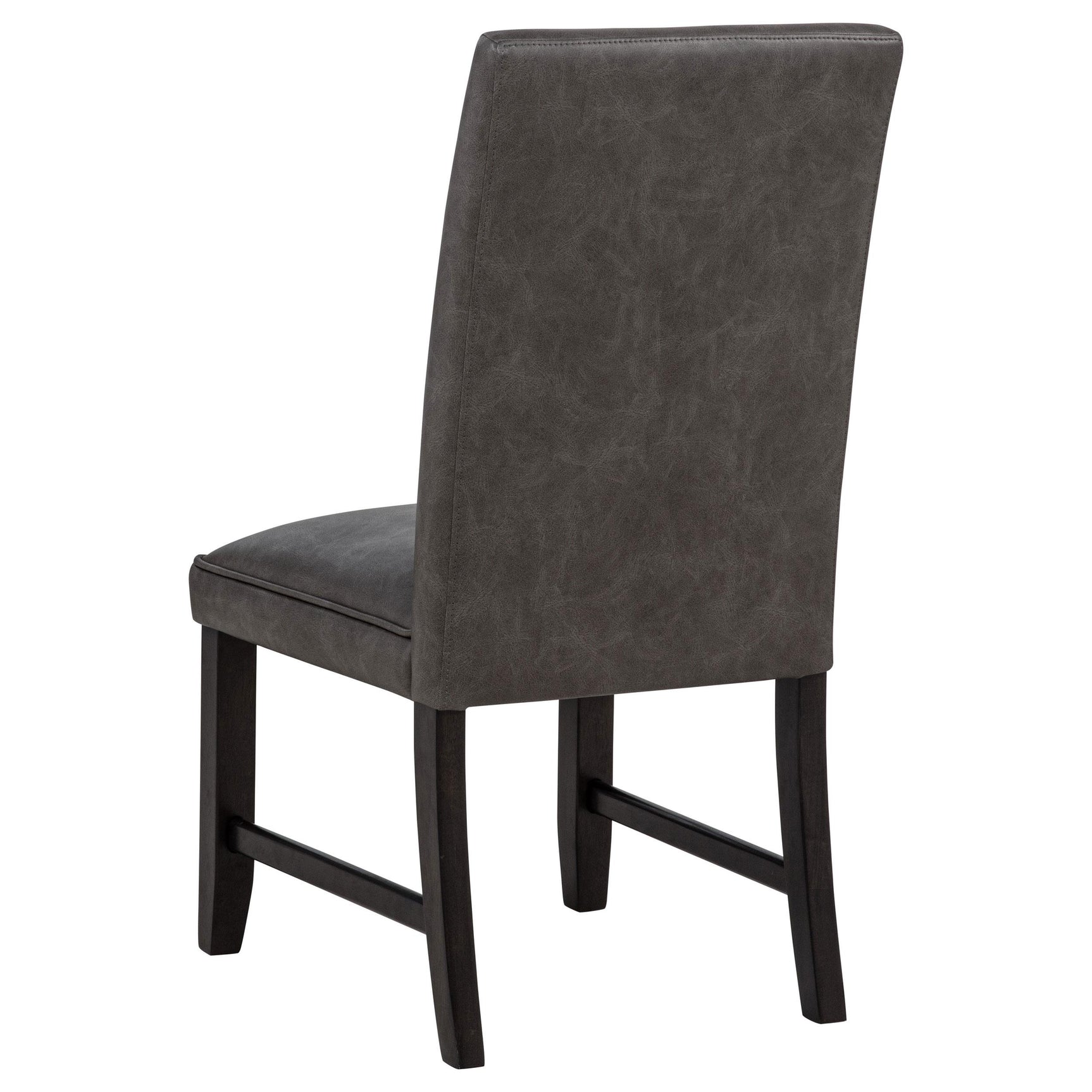 Averill dark grey faux leather upholstered dining side chair front view