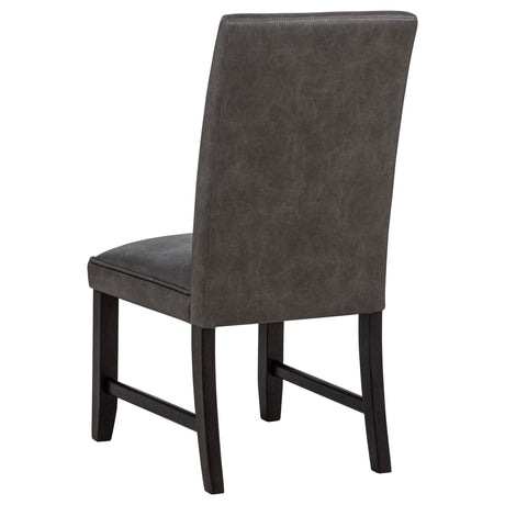 Averill dark grey faux leather upholstered dining side chair front view