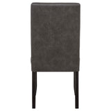 Averill dark grey faux leather upholstered dining side chair front view