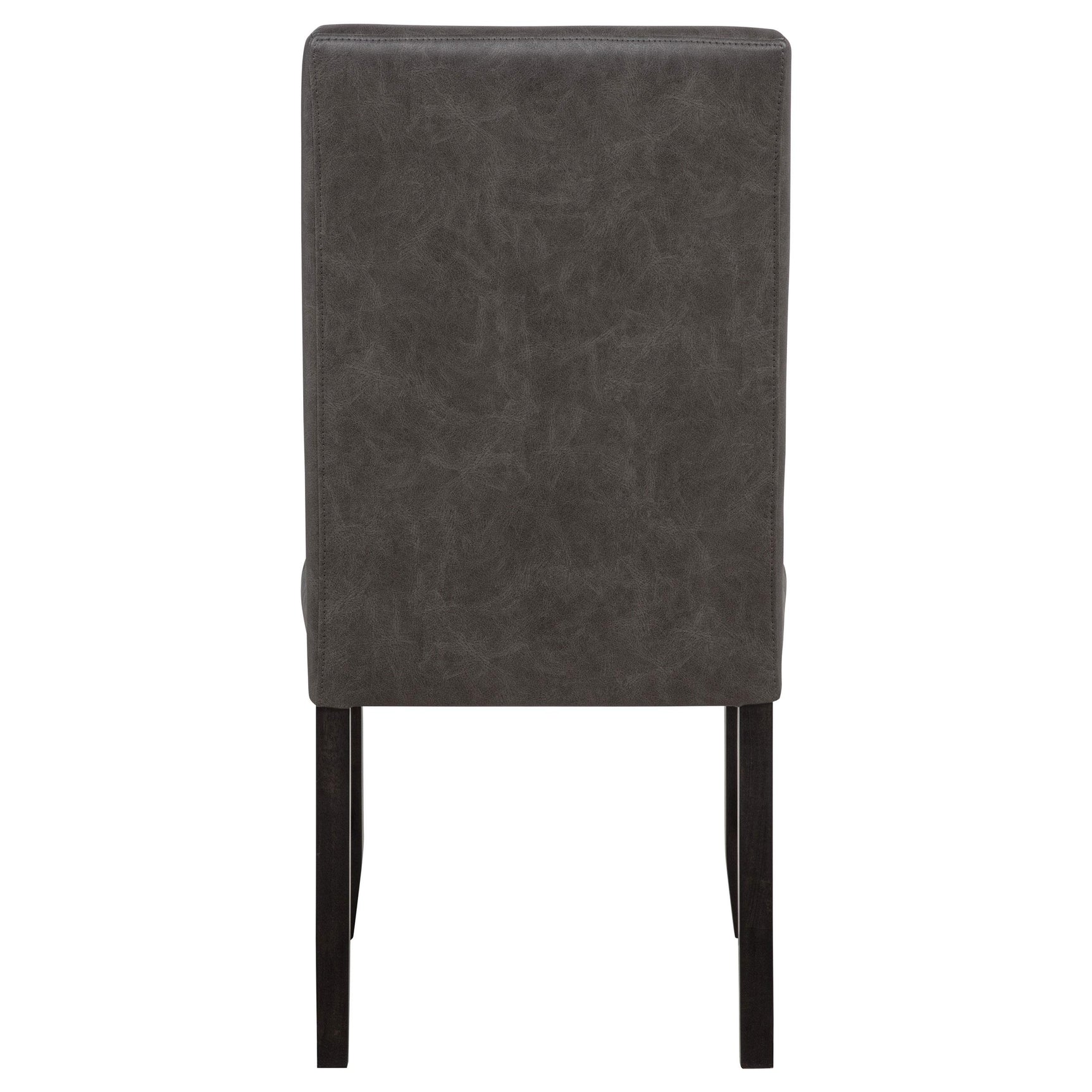 Averill dark grey faux leather upholstered dining side chair front view