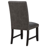 Averill dark grey faux leather upholstered dining side chair front view