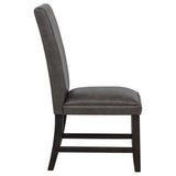 Averill dark grey faux leather upholstered dining side chair front view