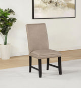 Averill dining side chair back view showing tapered legs