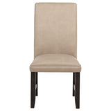 Side profile of Averill dining chair with tapered legs