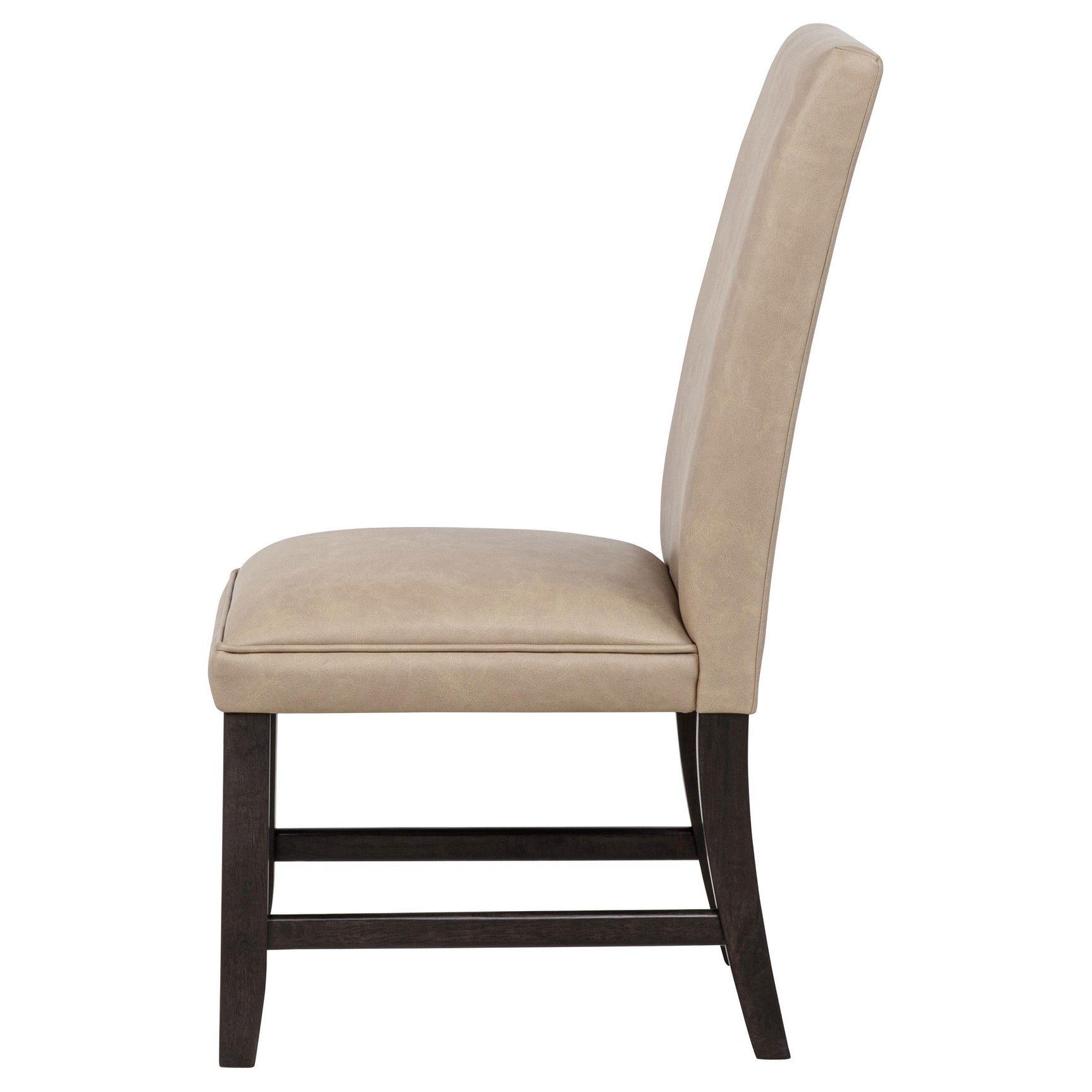Dining chair seat and back with warm tan faux leather