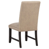 Averill tan faux leather upholstered dining side chair front angle view