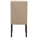 Averill tan faux leather upholstered dining side chair front angle view