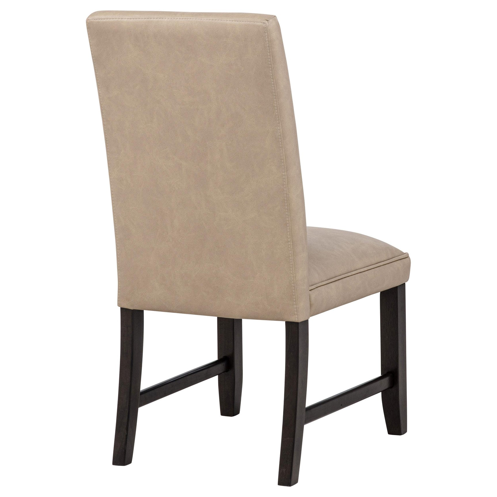 Averill tan faux leather upholstered dining side chair front angle view