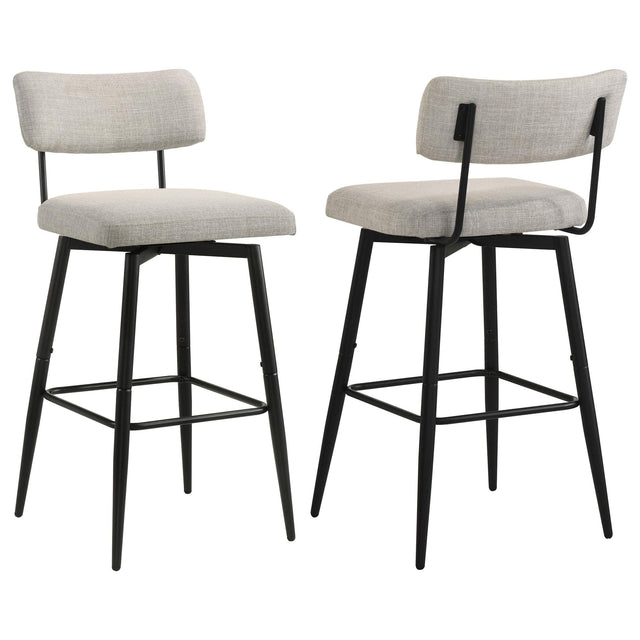 Levine Fabric Upholstered Swivel Bar Chair Cream Set of 2 — product view