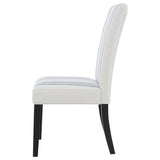Black finished hardwood frame detail on Herran dining chair